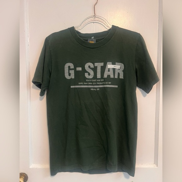 G-Star Logo Vintage Green T Shirt Size M - Picture 1 of 3